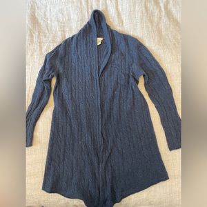 White and Warren Cashmere Cable Knit Open Cardigan Sweater